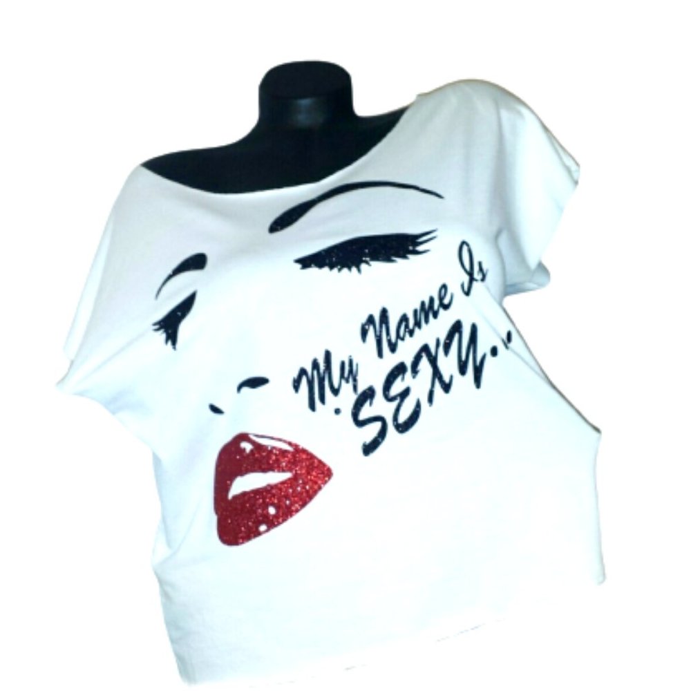 My Name Is Sexy Raw Edge Terry Lt.Weight Jersey Dolman Tee~Shiny Lettering. LG